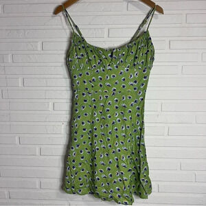BDG Urban Outfitters Green Kamaryn Tie Front Floral Mini Dress, Women’s Small